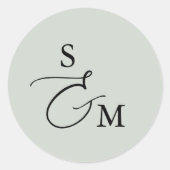 Sticker Rond Mariage de script d'amplitude de monogramme (Devant)