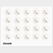 Sticker Rond Mariage de script d'amplitude de monogramme (Feuille)