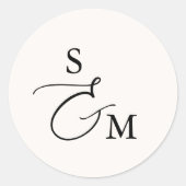Sticker Rond Mariage de script d'amplitude de monogramme (Devant)