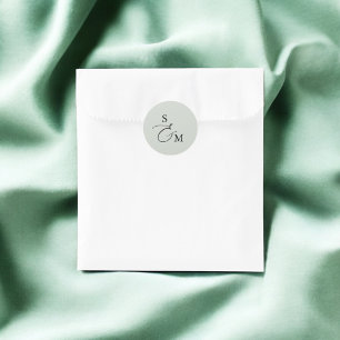 Sticker Rond Mariage de script d'amplitude de monogramme