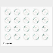 Sticker Rond Mariage de script de café Eucalyptus moderne (Feuille)