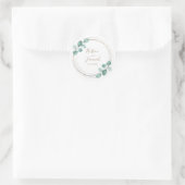 Sticker Rond Mariage de script de café Eucalyptus moderne (Sac)