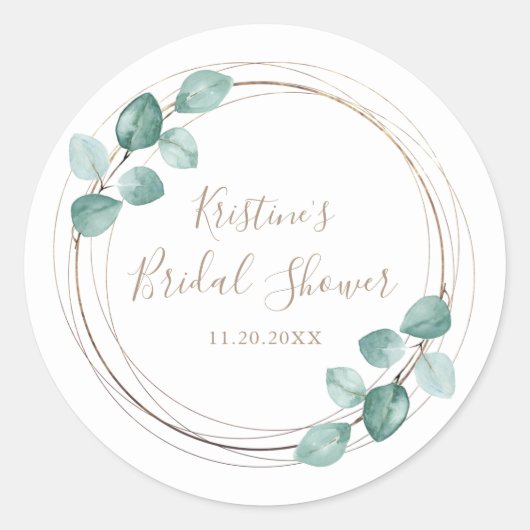 Sticker Rond Mariage de script de café Eucalyptus moderne (Devant)