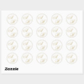 Sticker Rond Mariage de script de calligraphie de monogramme d' (Feuille)