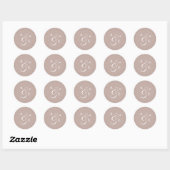 Sticker Rond Mariage de script de monogramme beige (Feuille)