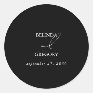 Sticker Rond Mariage de script de signature de calligraphie noi