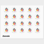 Sticker Rond Mariage de script Hawaii à main tropicale / (Feuille)