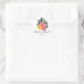Sticker Rond Mariage de script Hawaii à main tropicale / (Sac)