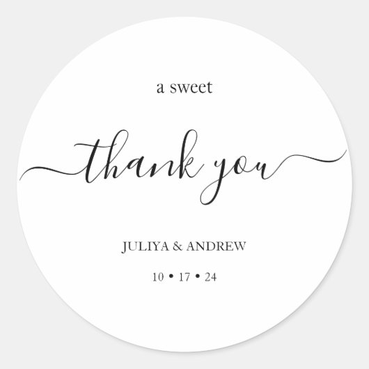 Sticker Rond Mariage de script noir et blanc de base (Devant)