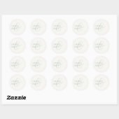 Sticker Rond Mariage de script Sage Green et ivoire (Feuille)