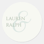 Sticker Rond Mariage de script Sage Green et ivoire (Devant)