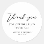 Sticker Rond Mariage de script simple (Devant)