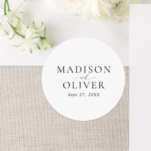Sticker Rond Mariage de script simple minimaliste