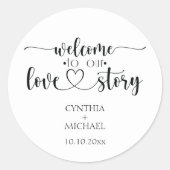 Sticker Rond Mariage de script simple 'notre histoire d'amour' (Devant)