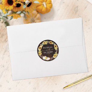 Sticker Rond Mariage de soleil rustique blanc citrouille bois a