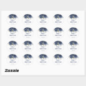 Sticker Rond Mariage de style Rose bleu (Feuille)