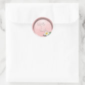 Sticker Rond *~* Mariage de tampon de cire florale PinK (Sac)