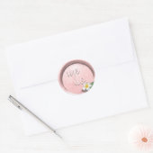 Sticker Rond *~* Mariage de tampon de cire florale PinK (Enveloppe)