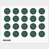 Sticker Rond Mariage de texte simple Emerald White (Feuille)