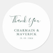 Sticker Rond Mariage de texte vert Emerald simple (Devant)