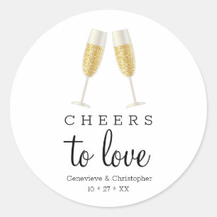 Sticker Rond Mariage de toast au champagne
