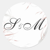Sticker Rond Mariage de tourbillons gris rose et colombe (Devant)