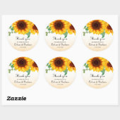 Sticker Rond Mariage de tournesol aquarelle (Feuille)