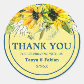 Sticker Rond Mariage de tournesol bleu (Devant)