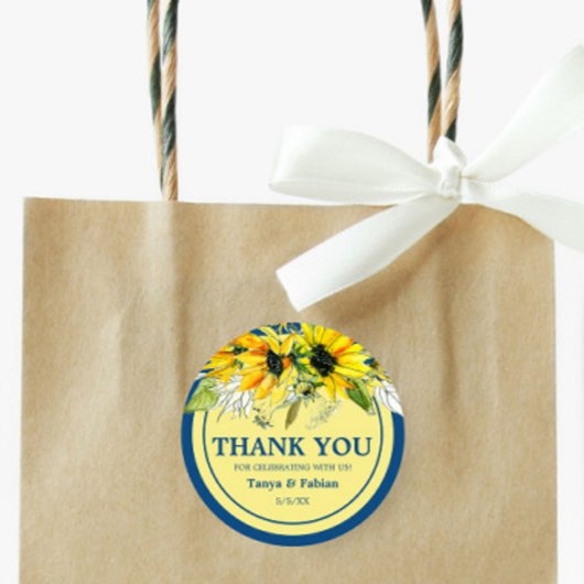 Sticker Rond Mariage de tournesol bleu