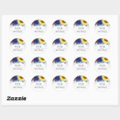 Sticker Rond Mariage de tournesol bleu de la Marine (Feuille)