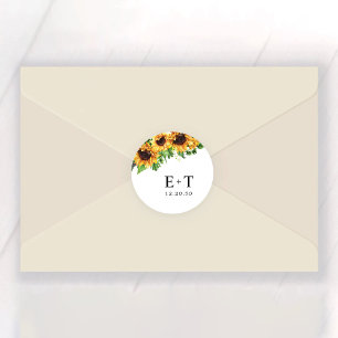 Sticker rond Mariage de tournesol classique