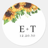 Sticker rond Mariage de tournesol classique (Devant)