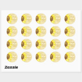 Sticker Rond Mariage de tournesol doré Enregistrer la date (Feuille)