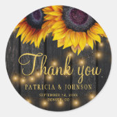Sticker Rond Mariage de tournesol en bois rustique merci pour (Devant)