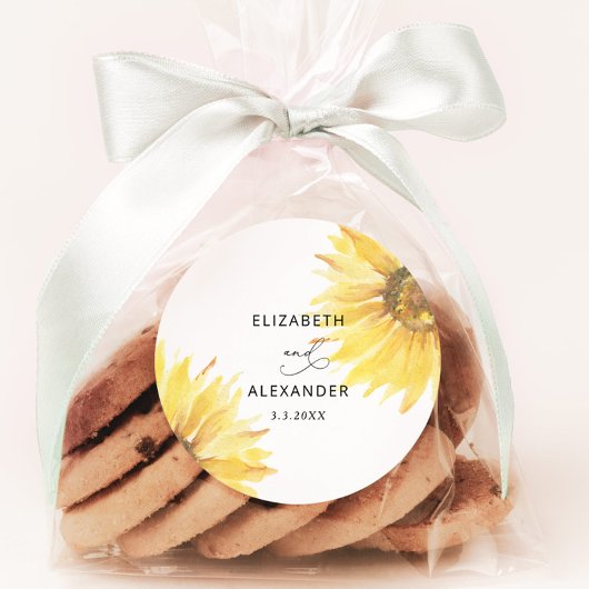 Sticker Rond Mariage de tournesol minimaliste