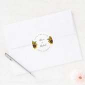 Sticker Rond Mariage de tournesol moderne rustique sauver date (Enveloppe)
