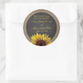 Sticker Rond Mariage de tournesol rustique (Sac)