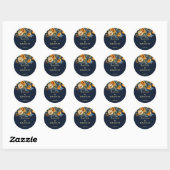 Sticker Rond Mariage de tournesol rustique bleu marine automne (Feuille)