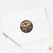 Sticker Rond Mariage de tournesol rustique en bois Favoriser (Enveloppe)