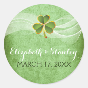 Sticker Rond Mariage de trèfle et de voile irlandais Enregistre