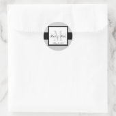 Sticker Rond Mariage de trois monogrammes en gris noir (Sac)