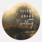 Sticker Rond Mariage de typographie Abstrait Chic Gold (Devant)