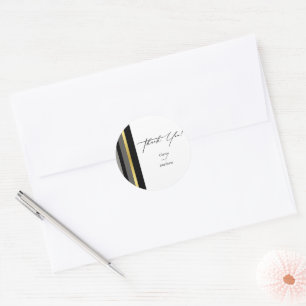 Sticker Rond Mariage de typographie Elegant Black Grey Gold Str