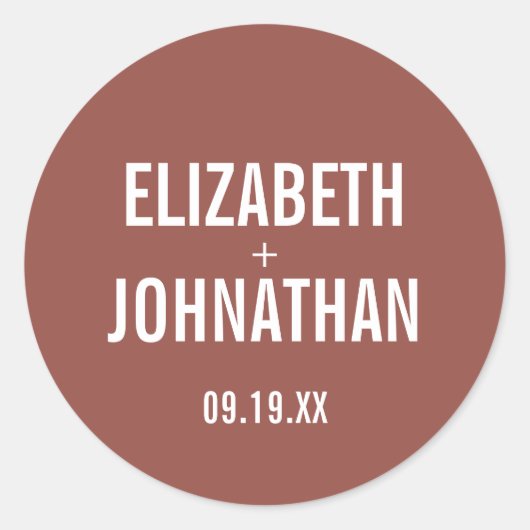 Sticker Rond Mariage de typographie simple Boho (Devant)
