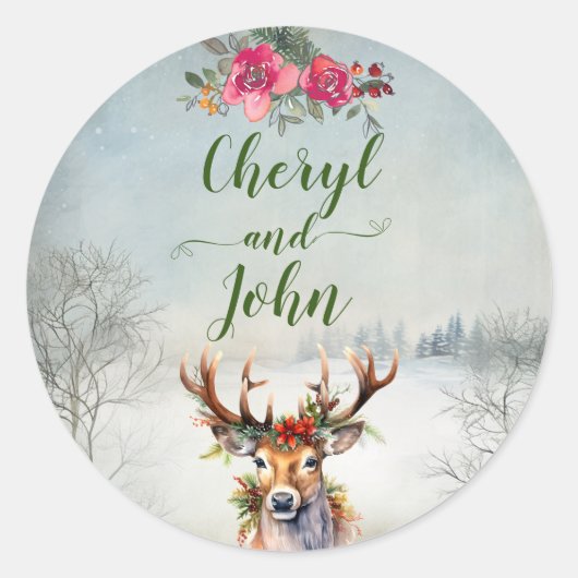 Sticker Rond Mariage de vacances au Lodge Envelope Seal (Devant)