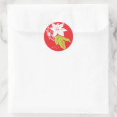 Sticker Rond Mariage de vacances Red & Green Poinsettias (Sac)
