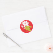 Sticker Rond Mariage de vacances Red & Green Poinsettias (Enveloppe)