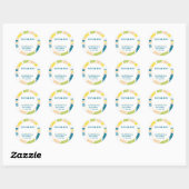 Sticker Rond Mariage de vague rétro Abstrait (Feuille)