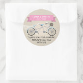 Sticker Rond Mariage de vélo Faux Linen Pink Tandem (Sac)