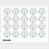 Sticker Rond Mariage de verdure bleu rustique Floral (Feuille)